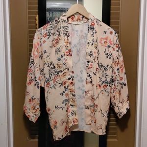 Peach floral flowy cardigan